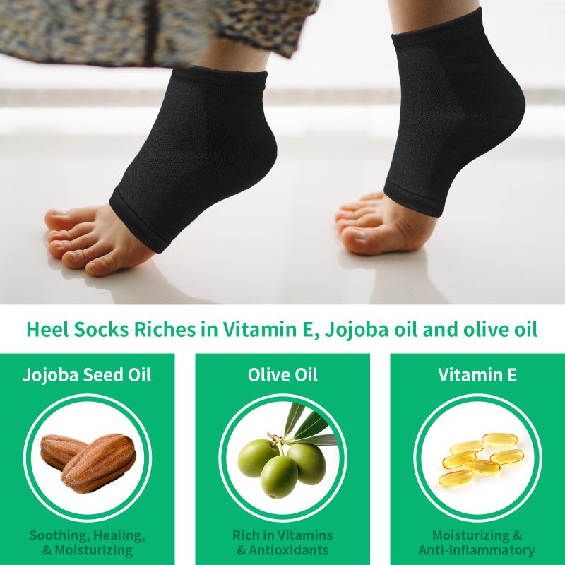 Ohtomber Cracked Heel Treatment Repair Socks - Ohtomber 5 Pairs Silicone Gel Foot Care Softener Toeless Pedicure Moisturizing Dry Feet Socks for Dry Cracked Heels - Image 4